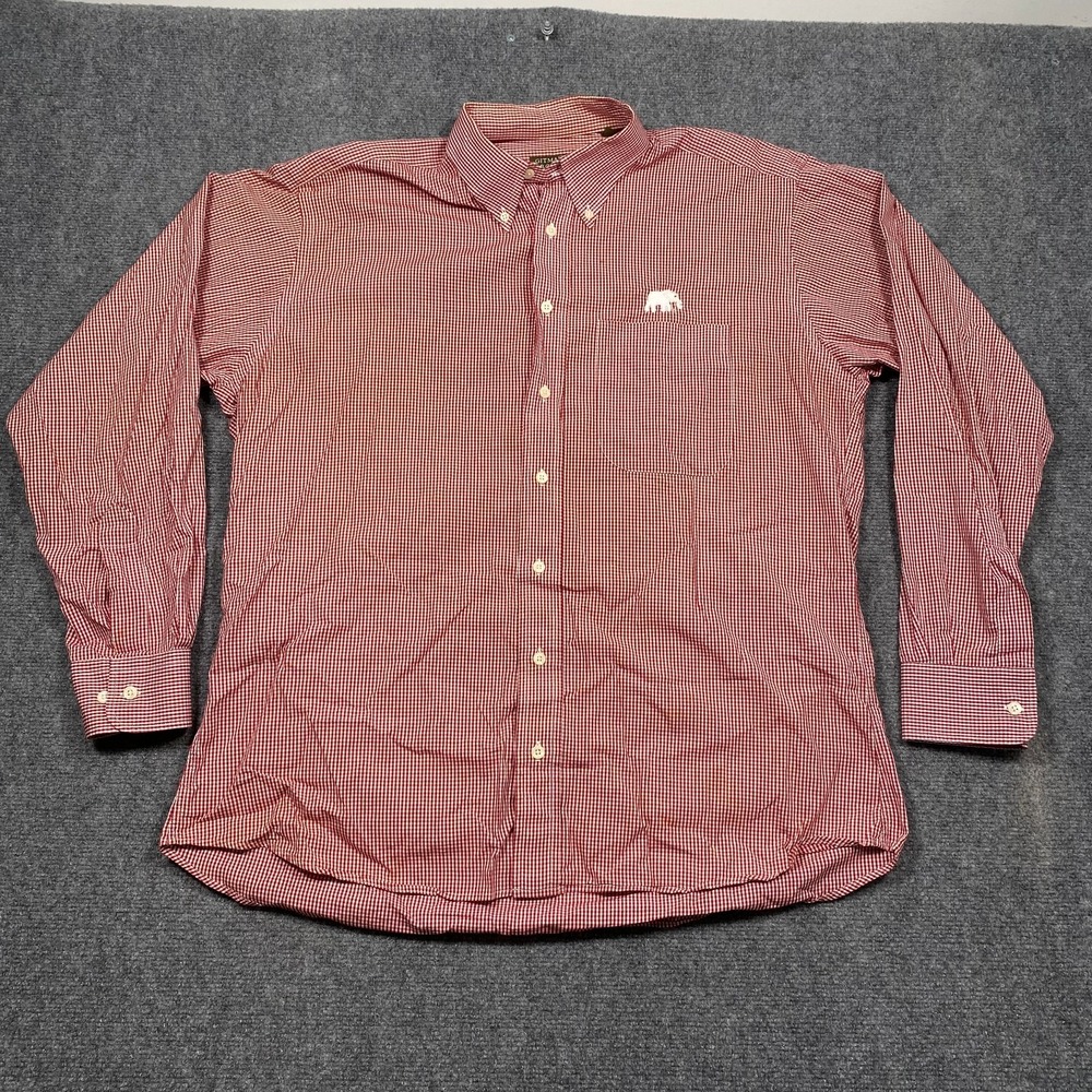 Gitman Bros Mens Red Checkered Button Down Shirt L Cotton‎ EUC HOLE